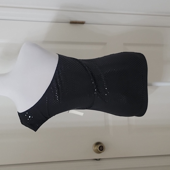 Love Tease Size M Black with Black Flat Sequins Single Shoulder Sleeveless Top - Picture 5 of 13